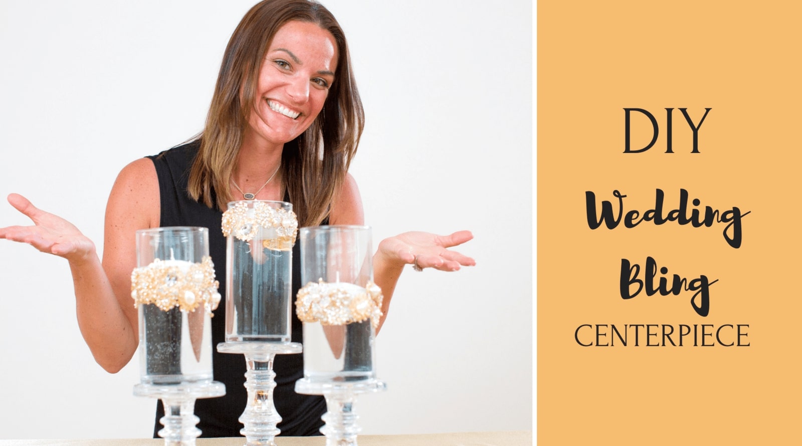 DIY Wedding Bling Centerpiece with Floating Candles