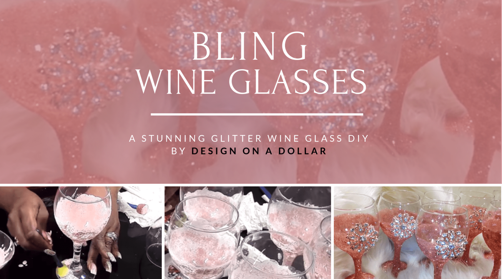DIY Rose Gold Glitter Wine Glasses by Design on a Dollar