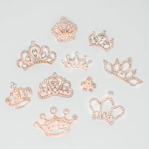Rose Gold Crowns Rhinestone Embellishment Bulk Packs