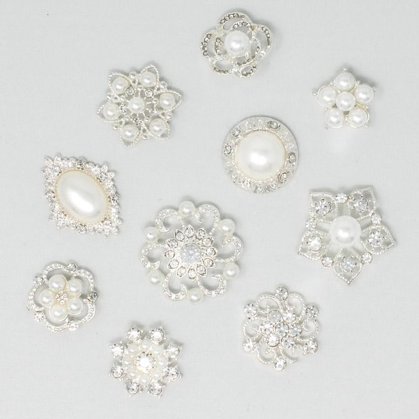 Silver Bulk Embellishments with Pearls