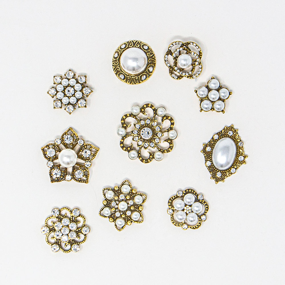 Antique Bronze Bulk Wholesale Embellishments with rhinestones and pearls for diy weddings and crafts
