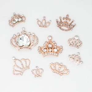 Rose Gold Crowns Rhinestone Bulk Pack Embellishments