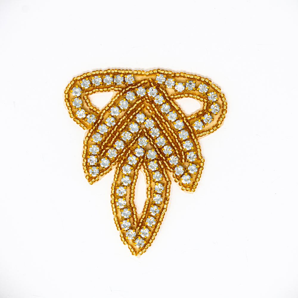 Small Wholesale Gold Rhinestone Applique Iron On for Shoes Dresses Bridal Dance Costumes