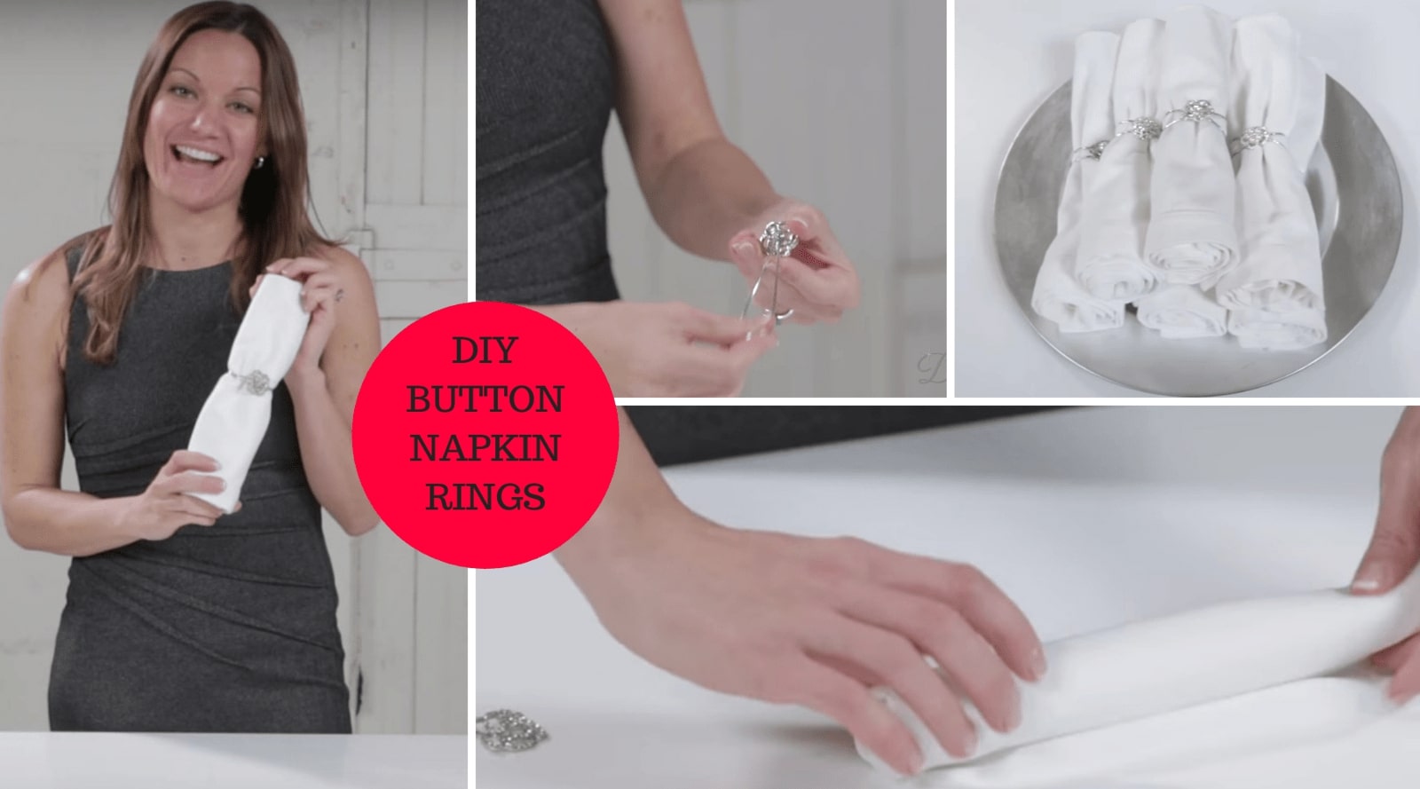 DIY Rhinestone Button Napkin Rings