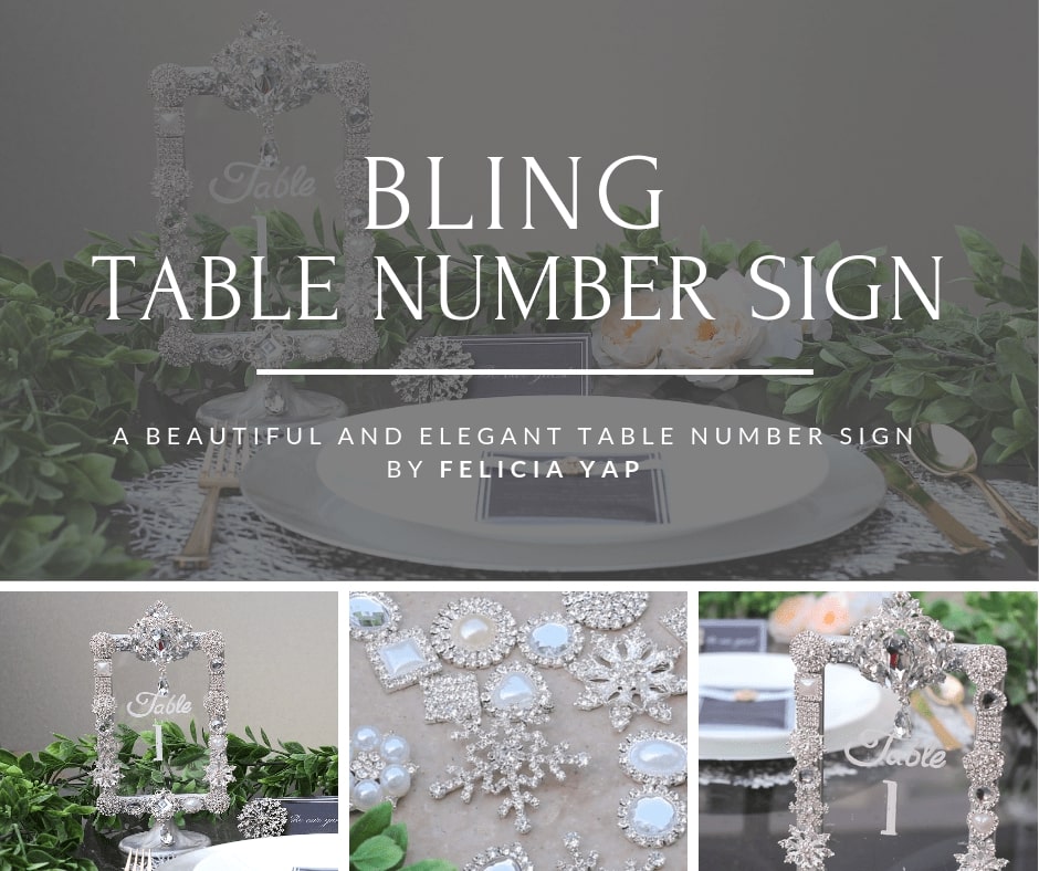 DIY Wedding Bling Table Number Sign by Most Delightful Way
