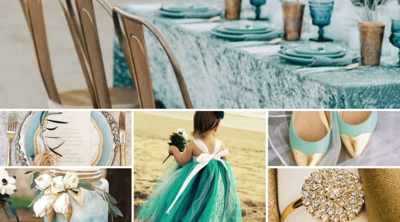 Turquoise and gold bridesmaid hot sale dresses