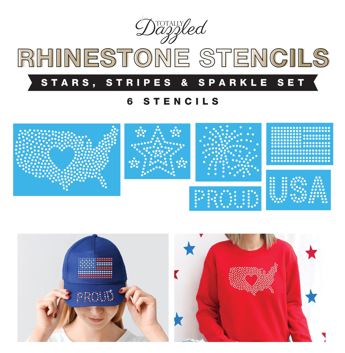Stars, Stripes, and Sparkle Stencils |Set of 6