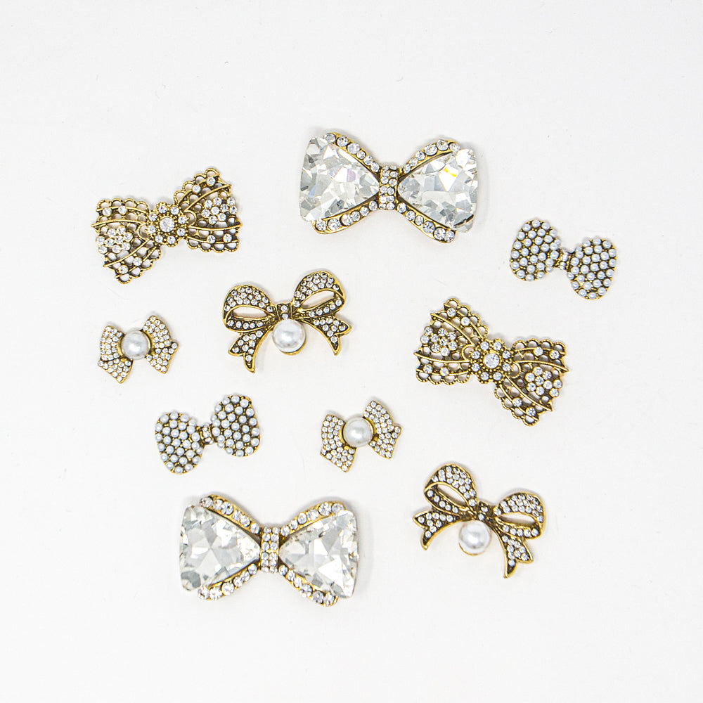 Antique Bronze Bow Rhinestone Embellishments for DIY Weddings and Crafts Bulk Wholesale 