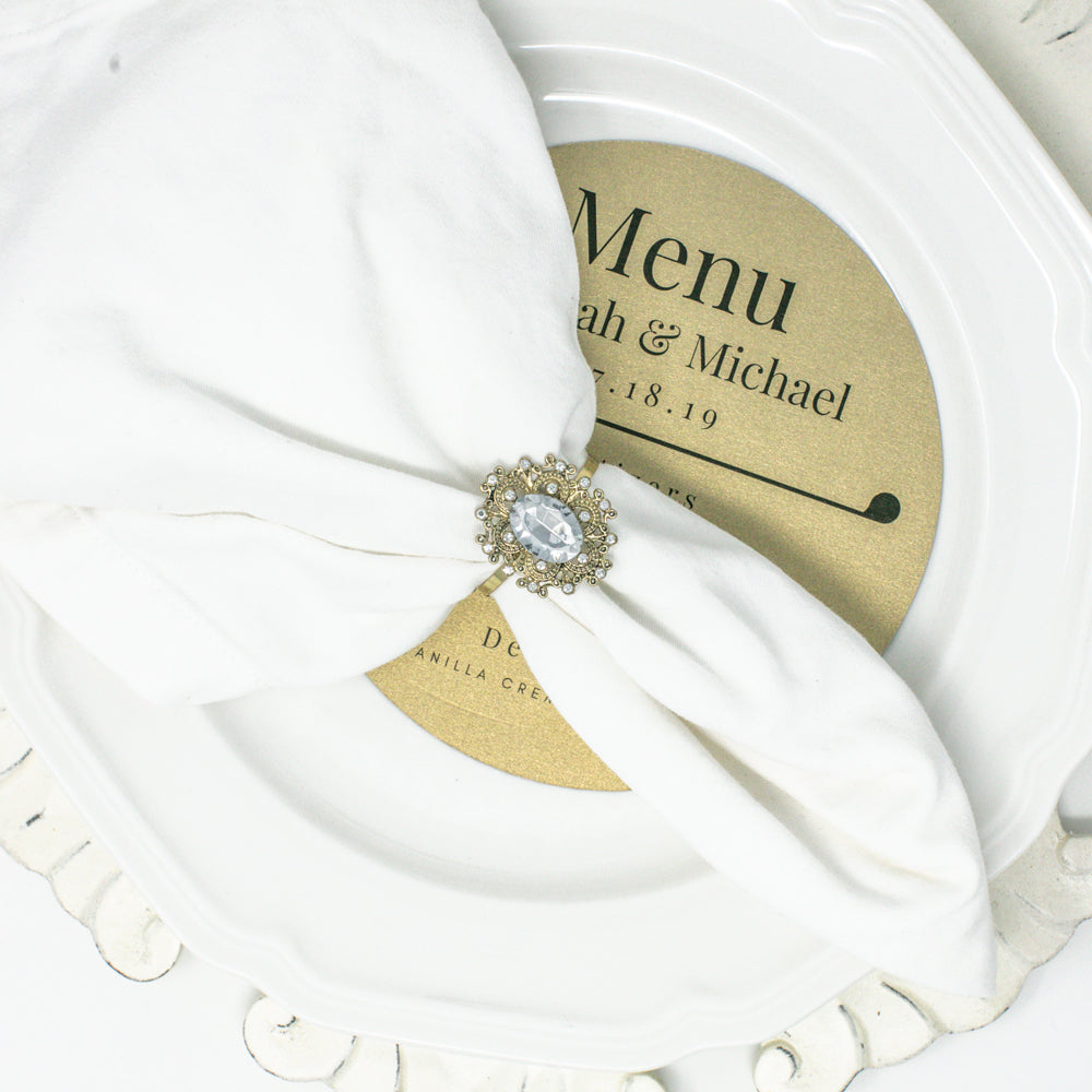 Antique Bronze Crystal Napkin Ring