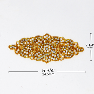 Gold Rhinestone Applique with Pearls | Elizabeth