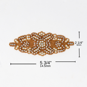 Rose Gold Rhinestone Applique with Pearls | Elizabeth