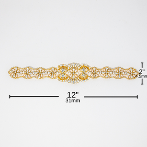 Gold Rhinestone and Pearl Applique | Camille