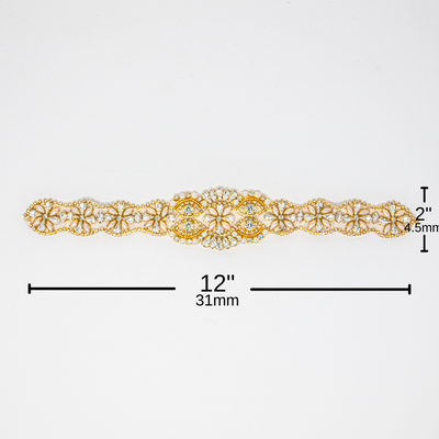 Gold Rhinestone and Pearl Applique | Camille