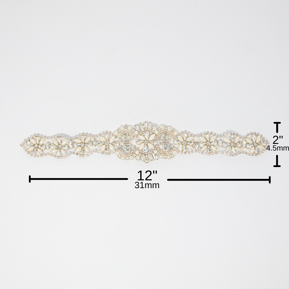 Silver Rhinestone and Pearl Applique | Camille