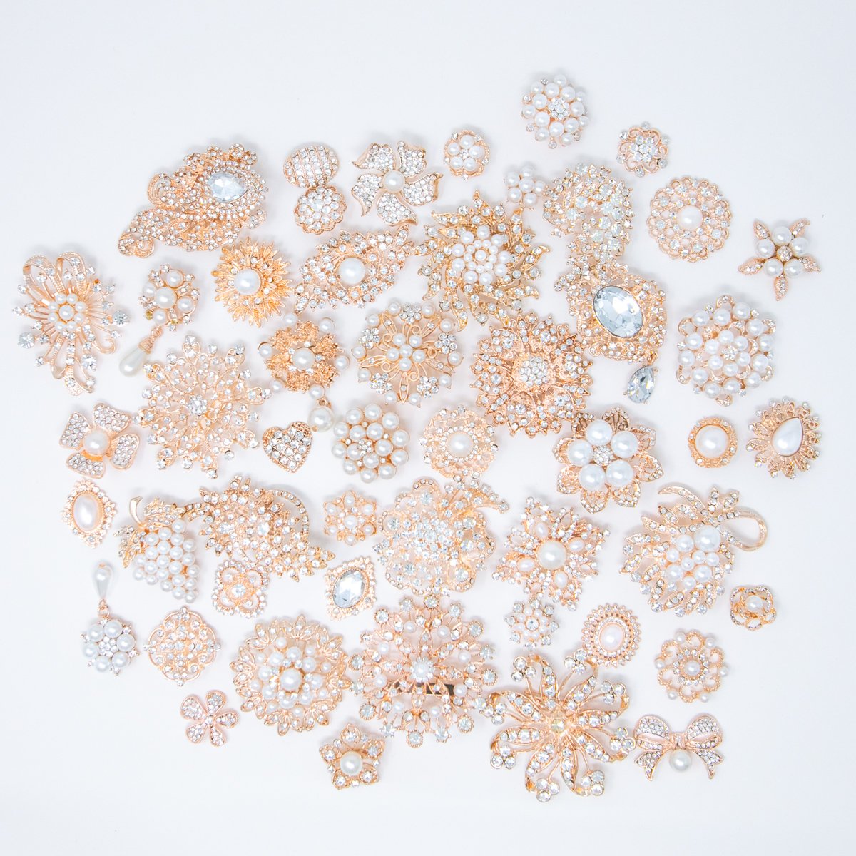 Rose Gold Rhinestones with Pearls Bulk Rhinestone Embellishments 10 150pcs pkg Totally Dazzled