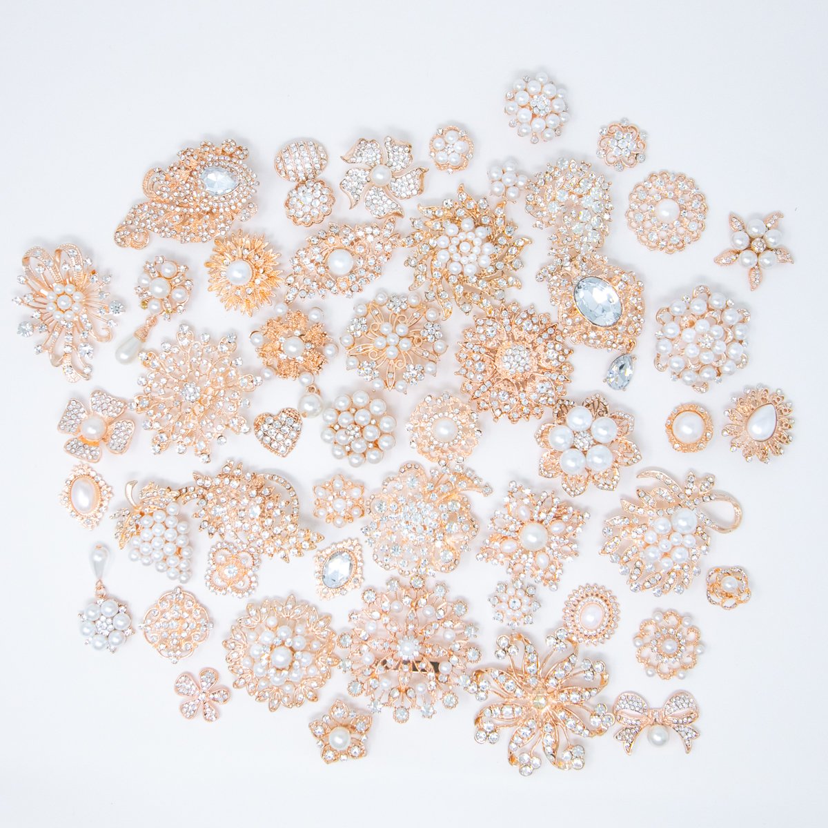 Rose Gold Rhinestones with Pearls  Bulk Rhinestone Embellishments  (10-150pcs/pkg) - Totally Dazzled