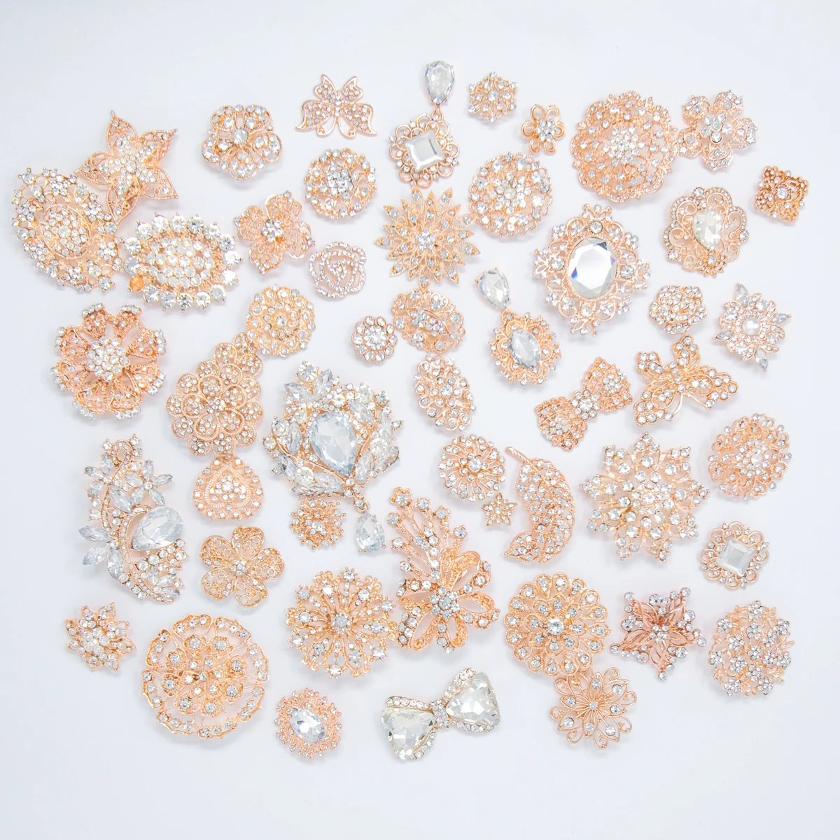 Crystal Rhinestone - Rose Gold Assorted 60 Pack