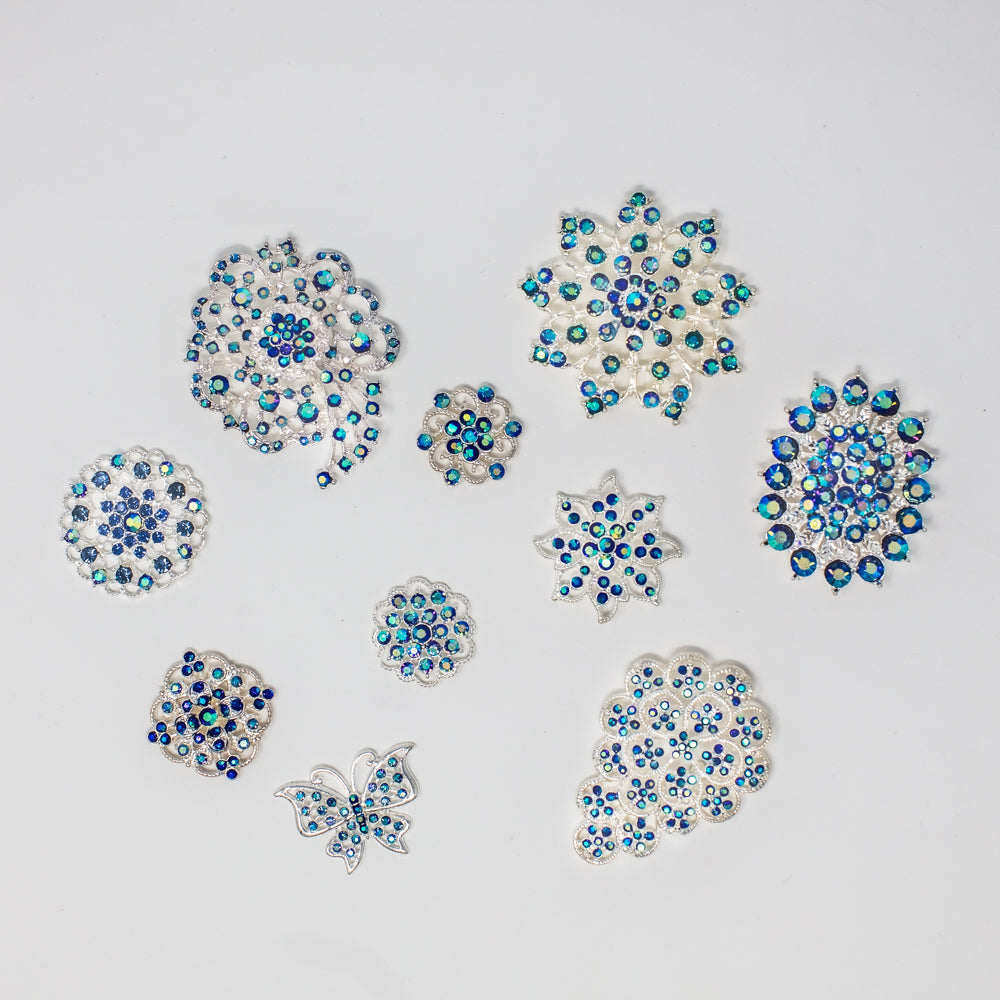 Bulk Aqua Stone Brooches and Embellishments