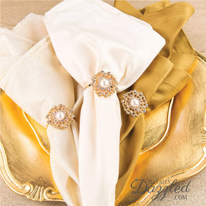 Flower Napkin Ring Gold and Pearl