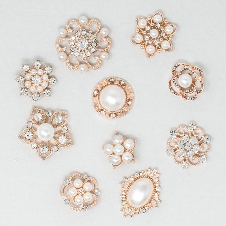 Rose Gold Embellishments with Pearls Bulk Small Sizes