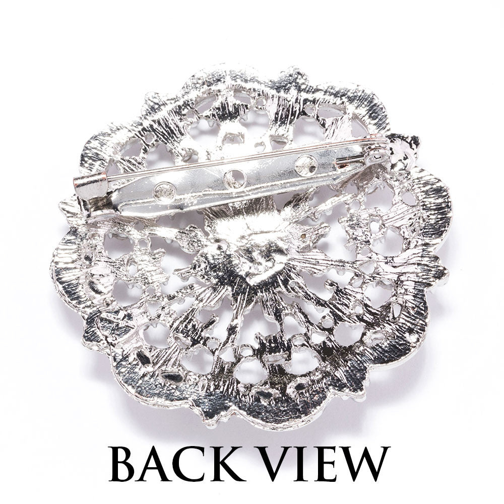 Bridal Silver Crystal Rhinestone Brooch