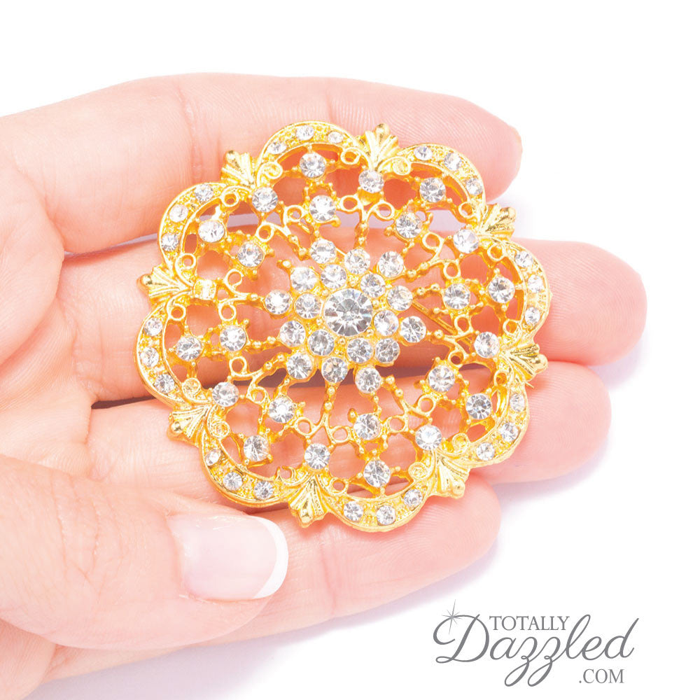  Wedding Broach Gold Brooches for Women Rhinestone