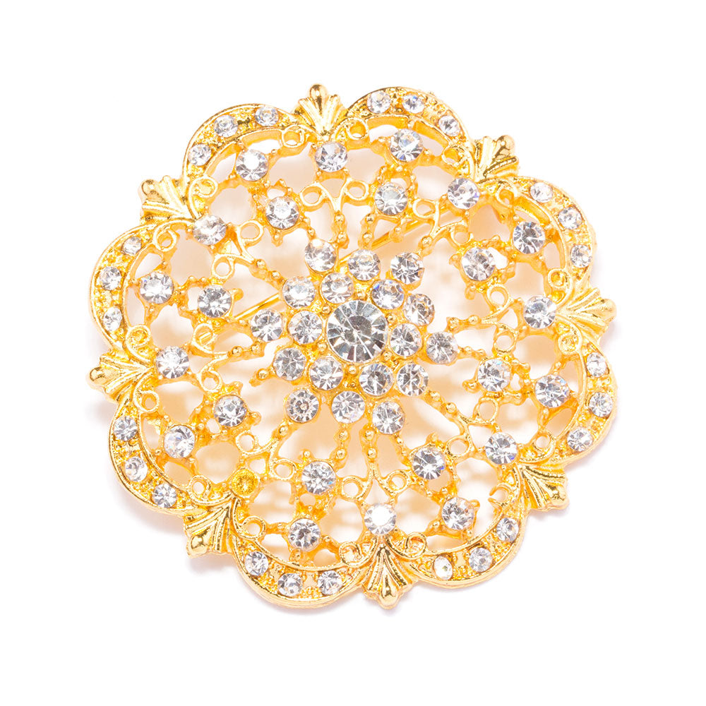 Totally Dazzled Brooches Wholesale | Gold Rhinestone Brooch
