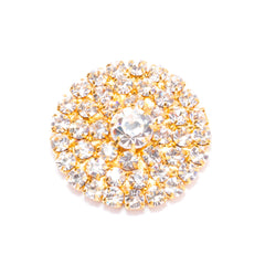 DeRosa Fur Clip with Brilliant Golden and Yellow Rhinestones Set in Gold Plated Petal Shapes