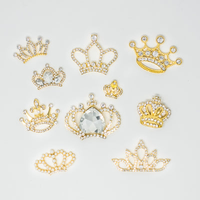 Gold Crown Rhinestone Embellishment Bulk Packs