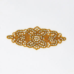 Gold Rhinestone Applique with Pearls | Elizabeth