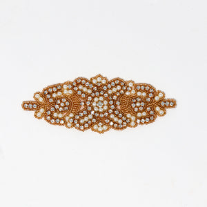 Large rose gold pearl and jewel appliques for dresses bridal dance costumes wholesale