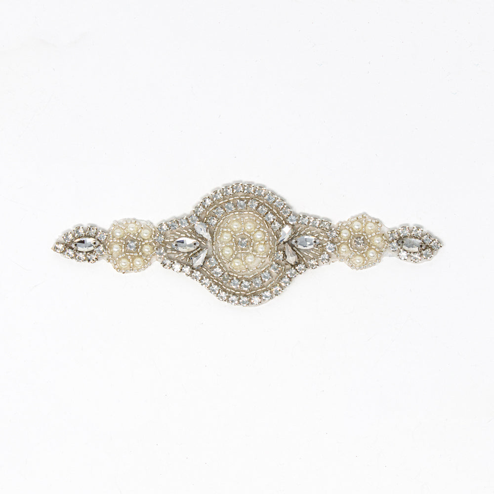 Large silver wholesale rhinestone appliques for dresses weddings bridal dance costumes