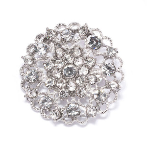 silver rhinestone flower brooch