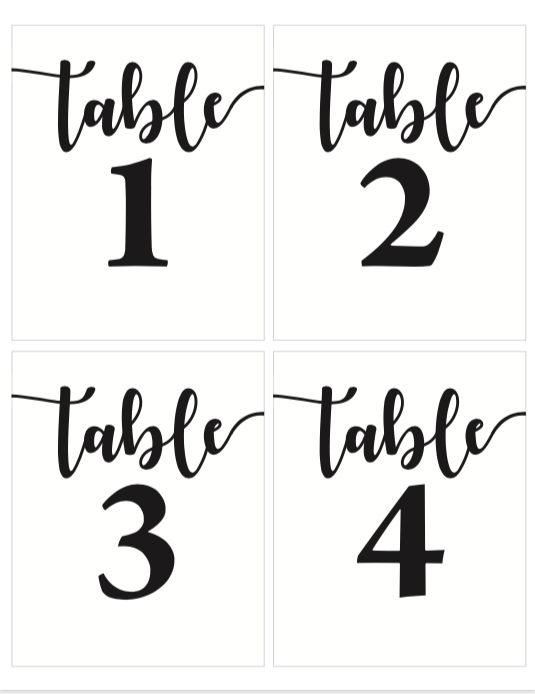 Free Printable Table Numbers
