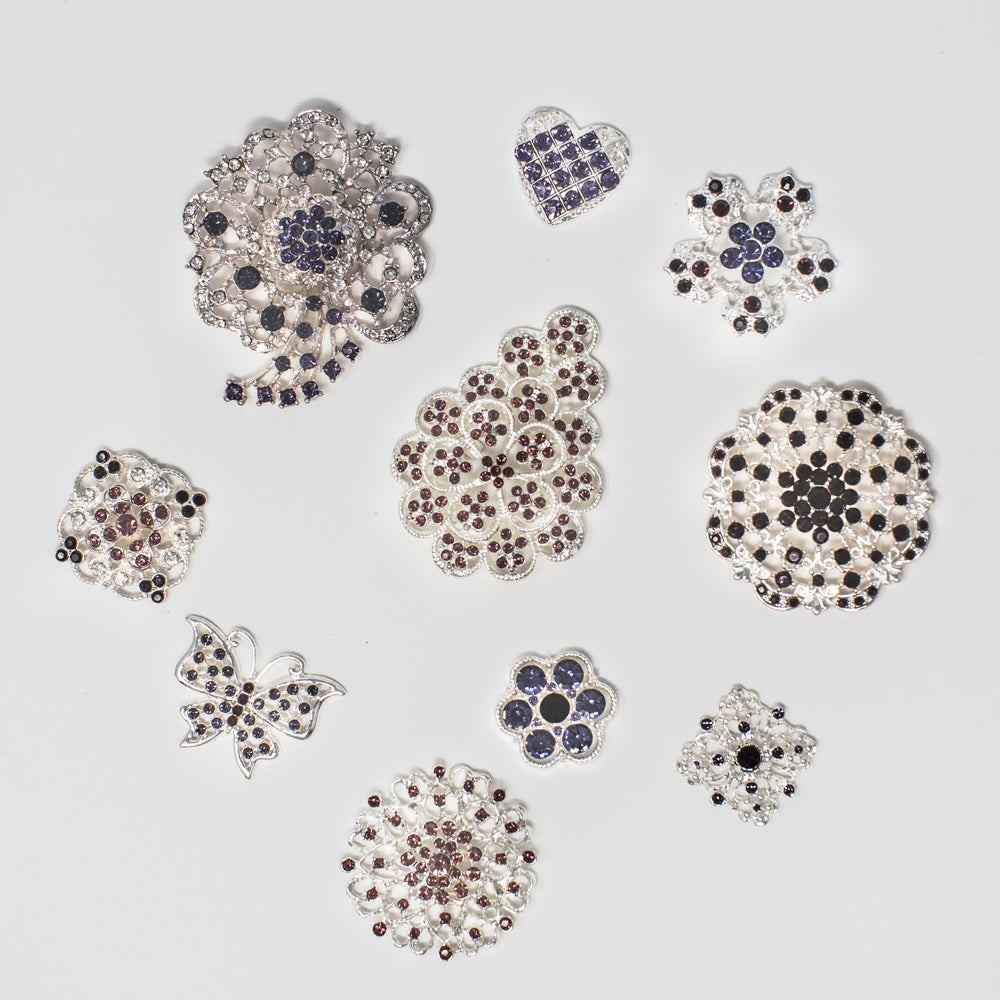 Bulk Brooches and Embellishments with Purple Stones
