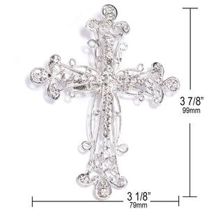 Rhinestone Silver Cross Brooch Measurements