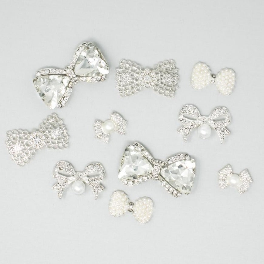 Silver Rhinestone Bows Pack