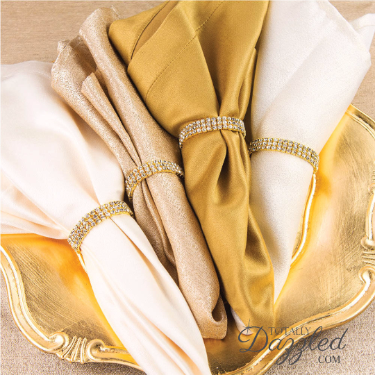 Gold Rhinestone Napkin Ring 10 Pack Totally Dazzled