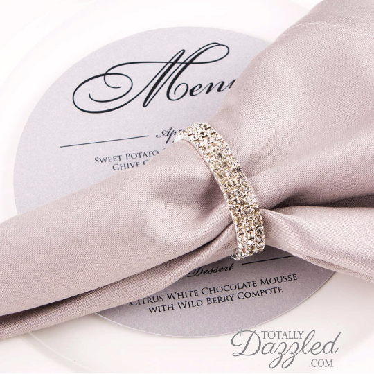 Silver Rhinestone Stretch Loop Napkin Ring 10 Pack Totally Dazzled