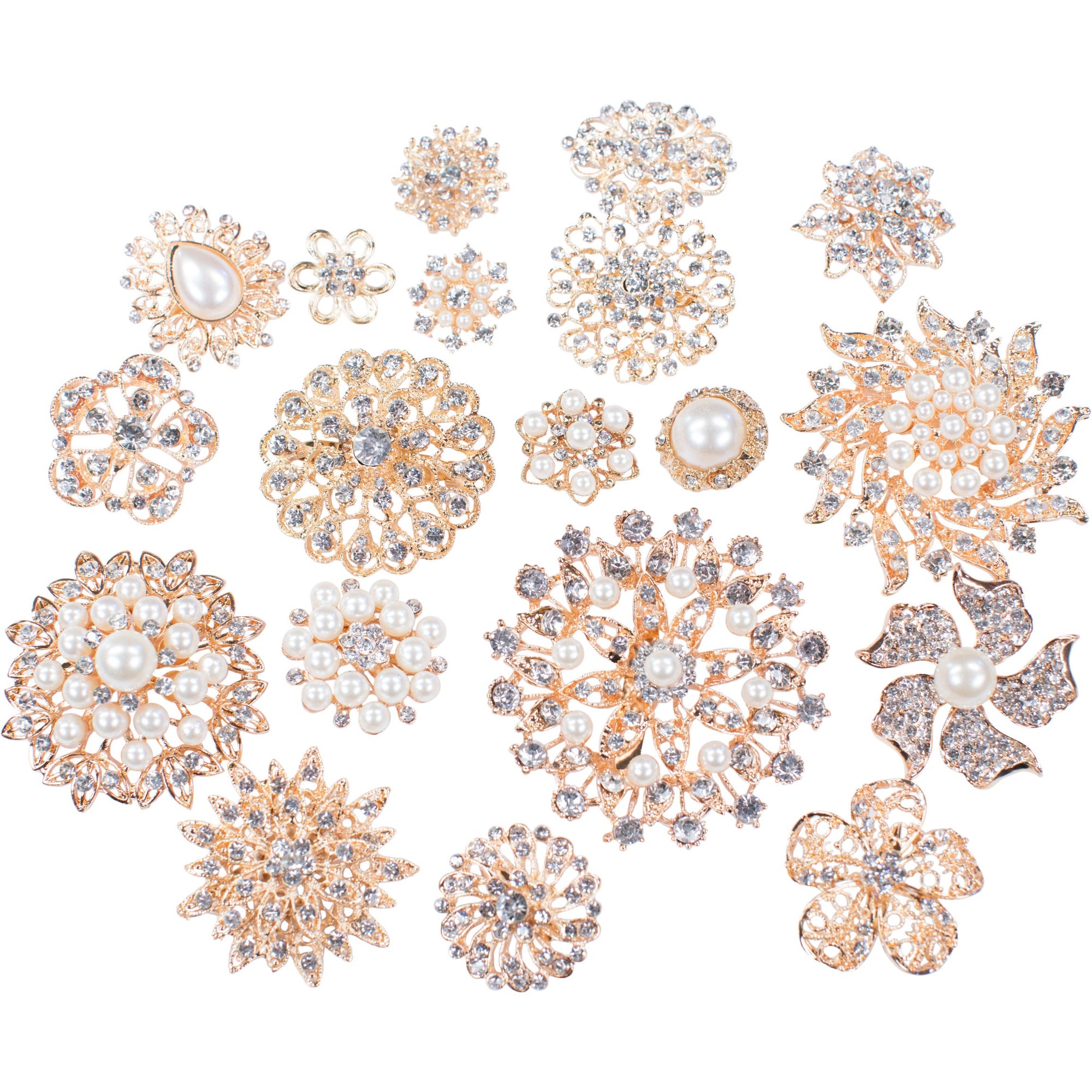 10 pack gold brooches and pins