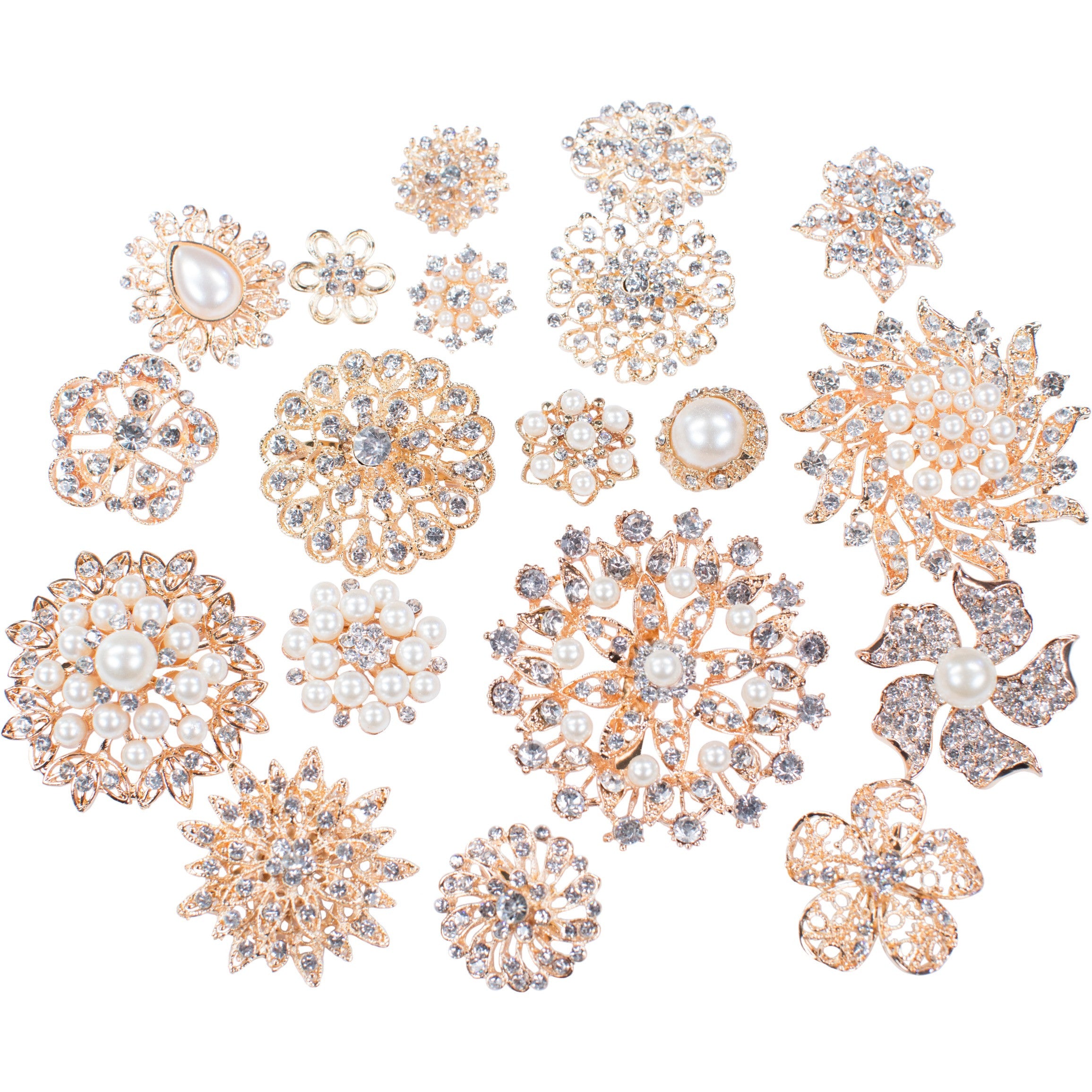 Rose Gold Rhinestones with Pearls  Bulk Rhinestone Embellishments  (10-150pcs/pkg) - Totally Dazzled