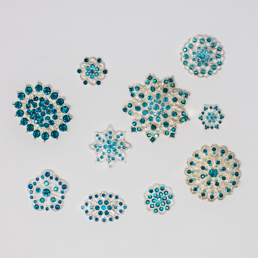 Bulk Brooches and Embellishments with Teal Stones