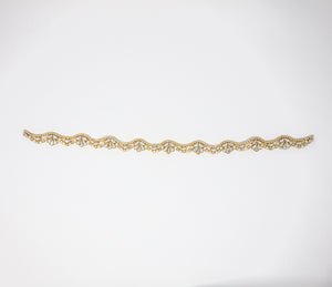 wholesale rhinestone and pearl iron on applique gold for dresses bridal dance costumes