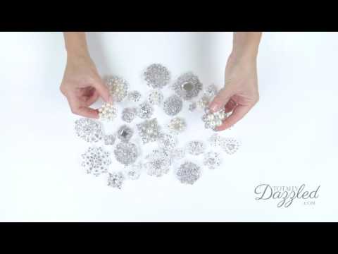 Bulk Silver Rhinestone Embellishments with Pearls